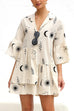 Camilladress Flare Sleeves Button Down Graffiti Print Ruffle Shirt Dress