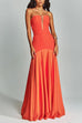 Camilladress Mesh V Neck Strapless Splice Flare Maxi Party Dress