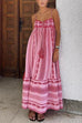 Camilladress Tassel Crochet Hollow Out Splice Printed Ruffle Maxi Cami Dress