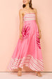 Camilladress Backless Stripes Splice Floral Print Swing Maxi Cami Dress