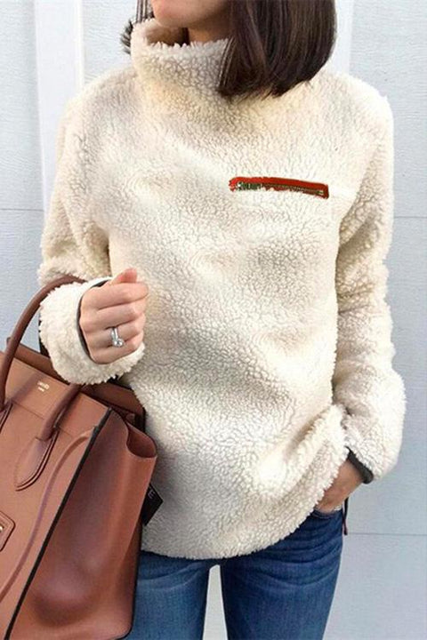 Camilladress Winter Turtleneck Zipper Fuzzy Pullovers