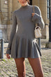 Camilladress Mockneck Bell Sleeves Ruffle Mini Sweater Dress