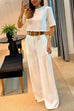 Camilladress Crewneck Short Sleeve Crop Top Wide Leg Palazzo Pants Outfits Set