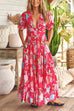 Camilladress V Neck Button Up Floral Print Flowy Maxi Dress