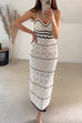 Camilladress V Neck Crochet Hollow Out Color Block Knitting Maxi Cami Dress