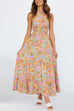 Camilladress Criss Cross Halter Backless Cut Out Slit Floral Maxi Dress