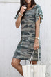 Camilladress Crewneck Puff Sleeves Camo T-shirt Dress