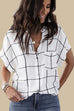 Camilladress Grid Batwing Short Sleeve Blouse Shirt