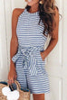 Camilladress Crewneck Sleeveless Bow-knot Striped Romper