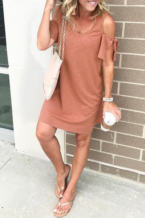 Camilladress Cold Shoulder Short Sleeve Solid Dress