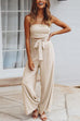 Camilladress Solid Off Shoulder Sleeveless Tie Waist Jumpsuit