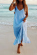 Camilladress V Neck Ruffle Solid Cami Beach Dress