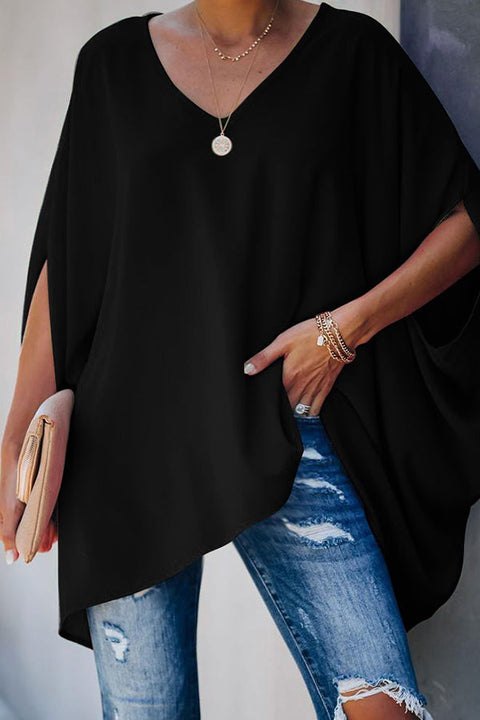 Camilladress V Neck Half Sleeve Loose Batwing T-shirt