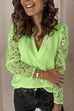 Camilladress V Neck Lace Splice Long Sleeve Shirt