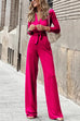 Camilladress Wrap V Neck Long Sleeve Tie Waist Jumpsuits(3 Colors Available)