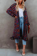 Camilladress Tassel Open Front Multi-colored Print Knit Cardigans