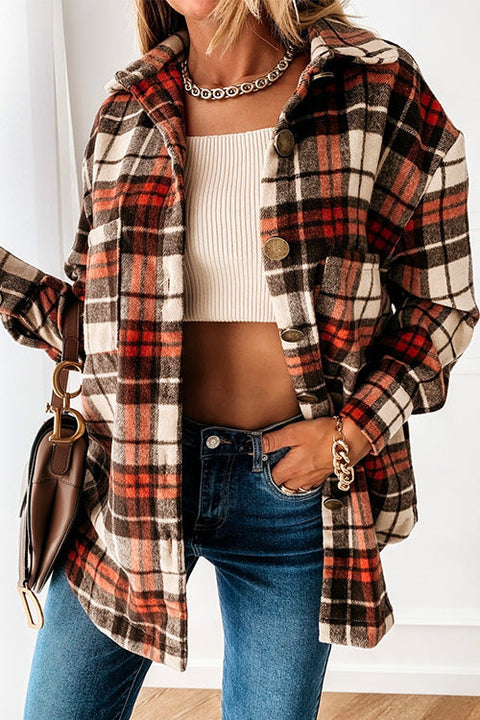 Camilladress Stylish Lapel Button Down Plaid Shacket