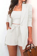 Camilladress Square Collar Top and One Button Cardigans Tie Waist Shorts Three Pieces