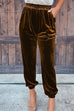 Camilladress Elastic Waist Velvet Joggers Pants with Pockets