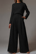 Camilladress Crewneck Long Sleeve Pullover and Wide Leg Pants Solid Set