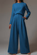 Camilladress Crewneck Long Sleeve Pullover and Wide Leg Pants Solid Set