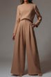 Camilladress Crewneck Long Sleeve Pullover and Wide Leg Pants Solid Set