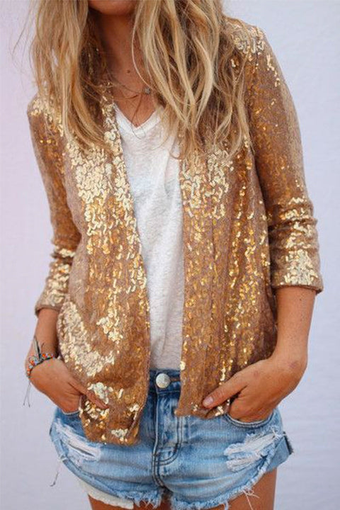 Camilladress Open Front Long Sleeve Sequin Cardigans