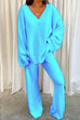 Camilladress V Neck Batwing Sleeve Top and Straight Leg Pants Loungewear Set