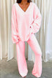 Camilladress V Neck Batwing Sleeve Top and Straight Leg Pants Loungewear Set