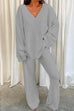 Camilladress V Neck Batwing Sleeve Top and Straight Leg Pants Loungewear Set