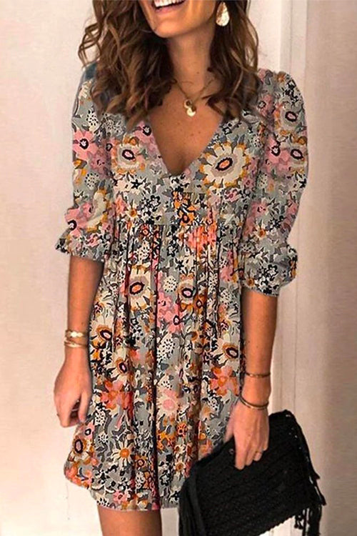 Camilladress Casual V Neck Half Sleeve Printed Swing Dress