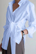 Camilladress Lapel Long Sleeve Button Down Knot Front Shirt