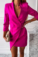 Camilladress Solid Wrap V Neck High Waist Blazer Dress