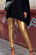 Camilladress Solid Slim Fit Faux Leather Leggings Pants