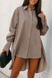 Camilladress Lapel High Low Hem Button Down Shirt