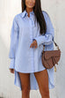 Camilladress Lapel High Low Hem Button Down Shirt