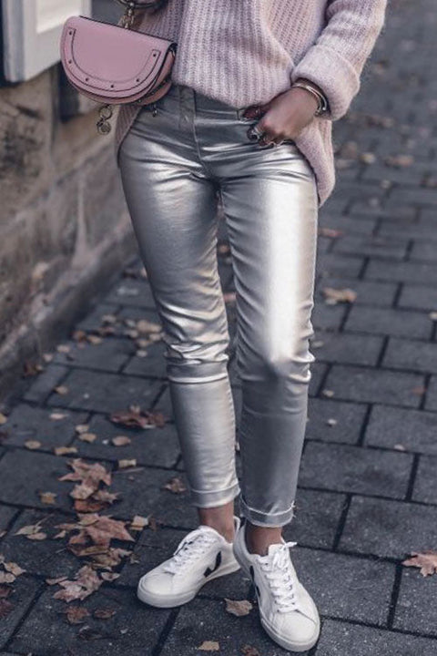 Camilladress Fashion Style Faux Leather Pants with Pockets