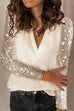 Camilladress Stylish V Neck Sequin Splice Blouse Shirt