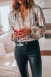 Camilladress Stylish V Neck Long Sleeve Sequin Splice Top