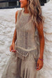 Camilladress Tassel Crewneck Sleeveless Hollow Out Cover Up