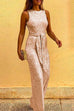 Camilladress Crewneck Sleeveless Tie Waist Sequin Jumpsuit