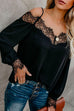 Camilladress V Neck Cold Shoulder Lace Splice Chiffon Top