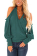 Camilladress Wrap V Neck Cold Shoulder Lantern Sleeve Top