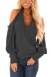 Camilladress Wrap V Neck Cold Shoulder Lantern Sleeve Top