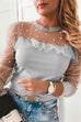 Camilladress Crewneck Puff Sleeve Lace Splice Chiffon Top