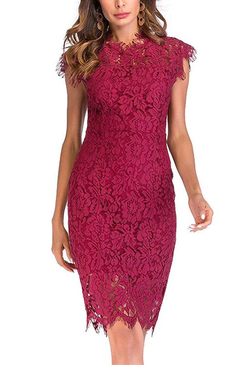 Camilladress Sleeveless High Waist Floral Lace Bodycon Dress