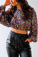 Camilladress Crewneck Flare Long Sleeve Sequin Crop Top