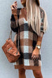 Camilladress V Neck Long Sleeve Plaid Sweater Dress