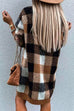 Camilladress V Neck Long Sleeve Plaid Sweater Dress