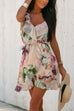 Camilladress V Neck Tie Waist Ruffle Printed Cami Dress